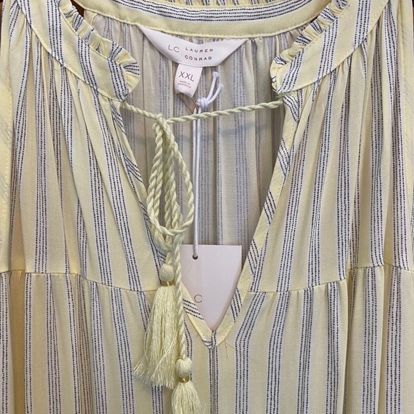 LC LAUREN CONRAD Plus Dress Maxi Halter Yellow & Blue Stripe Size XXL - Picture 6 of 12
